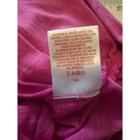 Faded Glory Womens Top XL Pink Rolled Short Sleeve Lace Back Butterfly Print Y2K - Picture 6 of 8